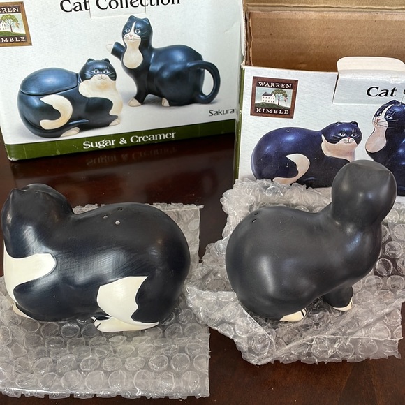 🎁 Rare Warren Kimble Cat Collection Sugar&Creamer AND Salt&Pepper Shaker - Picture 5 of 14